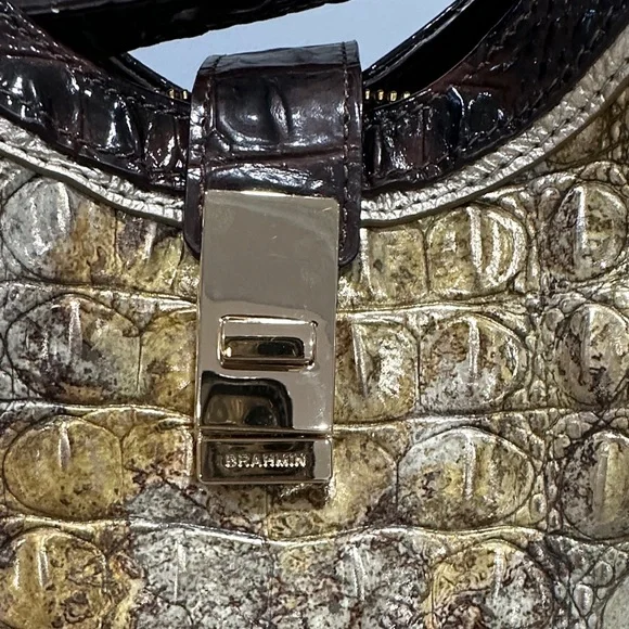 Brahmin Gold and Black Crocodile Shoulder Bag